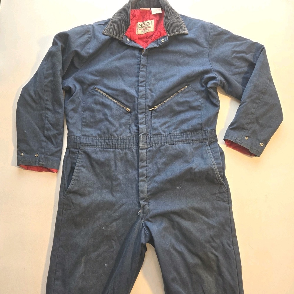 Walls Blizzard Pruf Mens XL Regular Navy Blue Insulated Work Coveralls W2487 USA